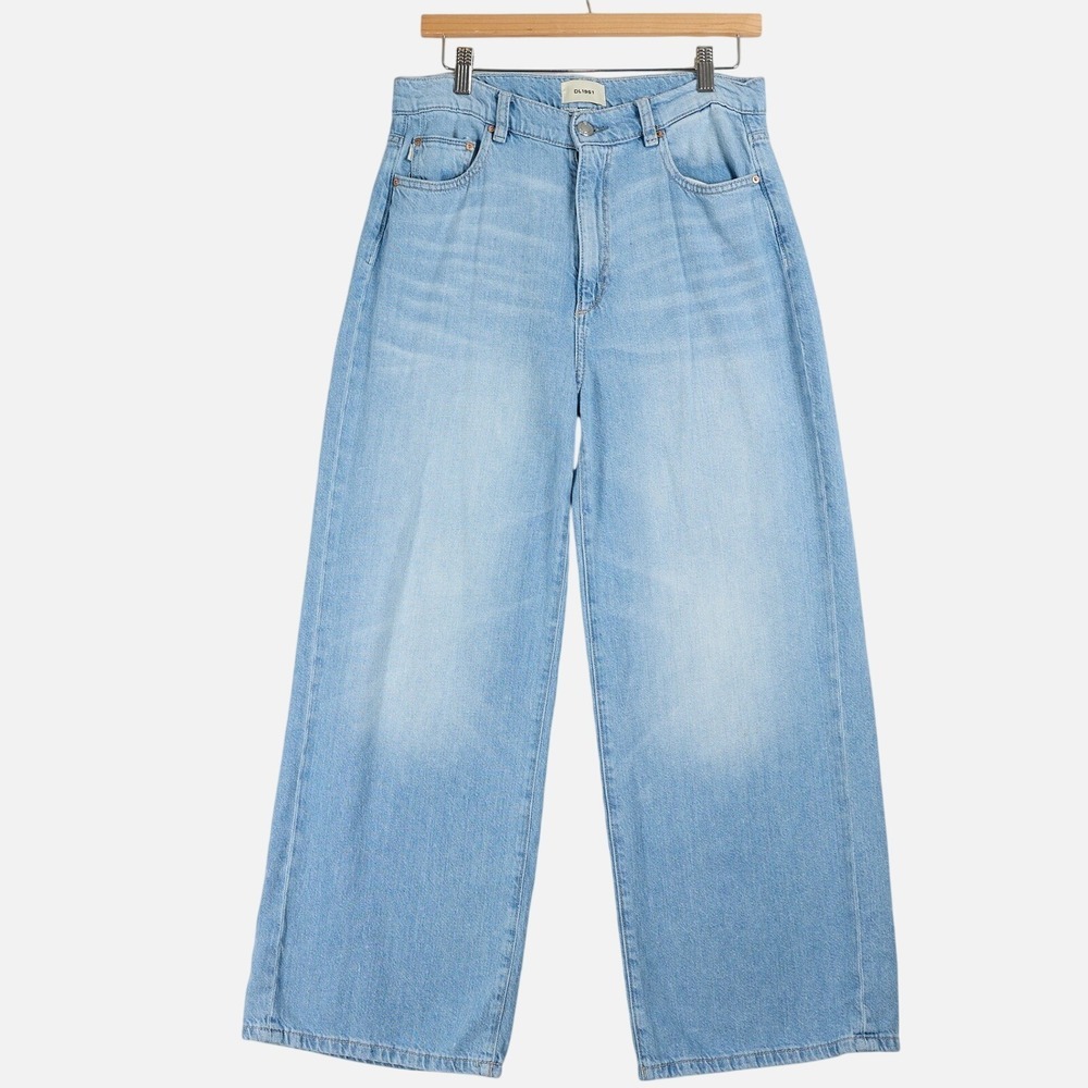 DL1961 Hepburn Wide Leg Ankle Jeans River Bank Light Blue High Rise Size 28